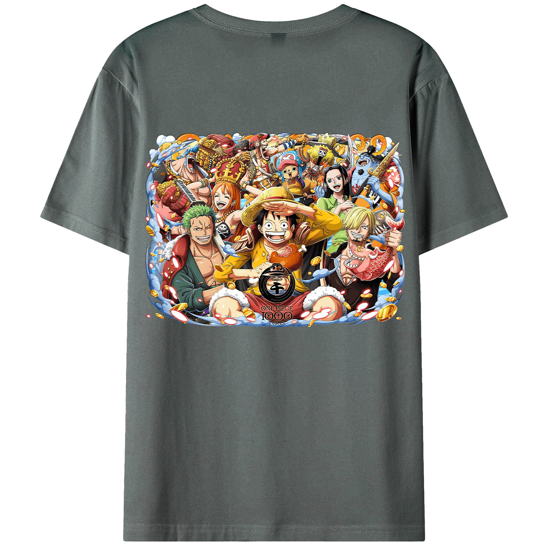 ワンピース モンキー・D・ルフィ ONE PIECE Monkey D. Luffy 綿100％ メンズ半袖Tシャツ（バックプリント） 通気性